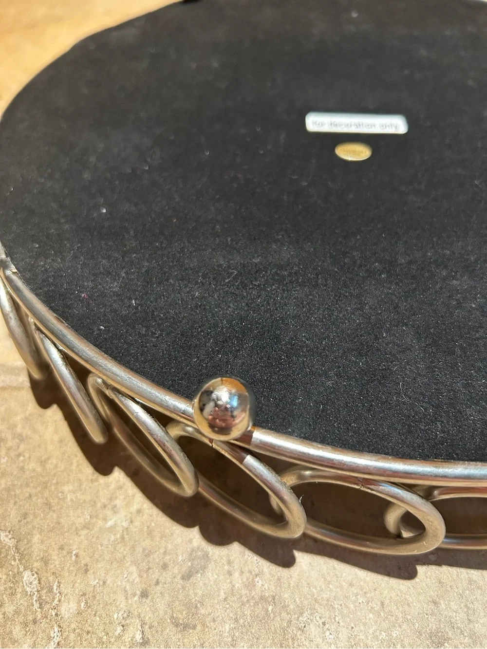 American Atelier Round Silver Looped Mirror Tray,